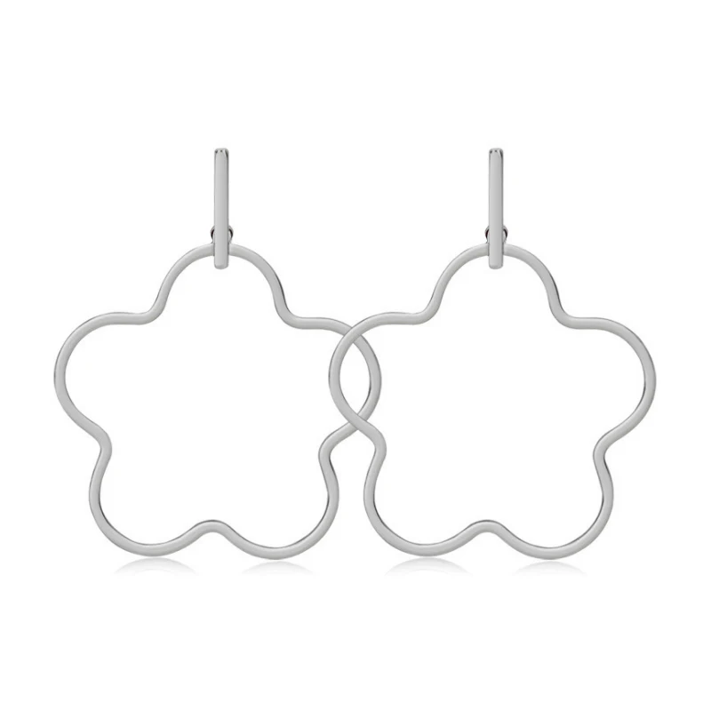 1 пара женские серьги кольца из нержавеющей стали с цветком сливы|Серьги-кольца| |