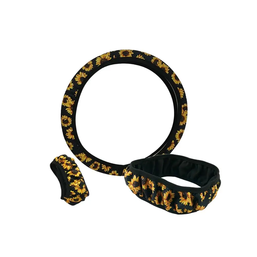 Подсолнух цветочный принт автомобильный чехол на руль Защита от скольжения