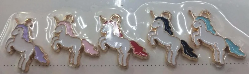 Новинка 10 шт. модное античное золото эмаль красивый пони/единорог Очаровательное
