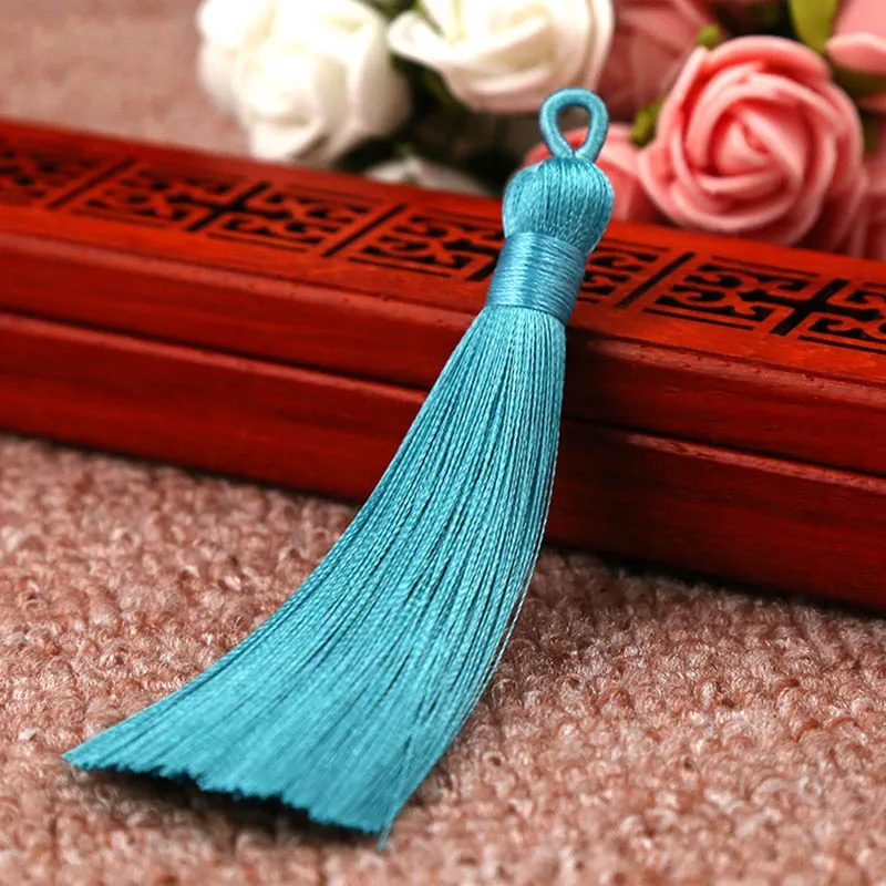 Light blue Горячая 1 шт. Закладка с кисточкой ручной работы для закладки длинные шелковые кисточки DIY 8 см Высокое качество ремесла Вышивка бисером бахрома отделка - Цвет: Light blue