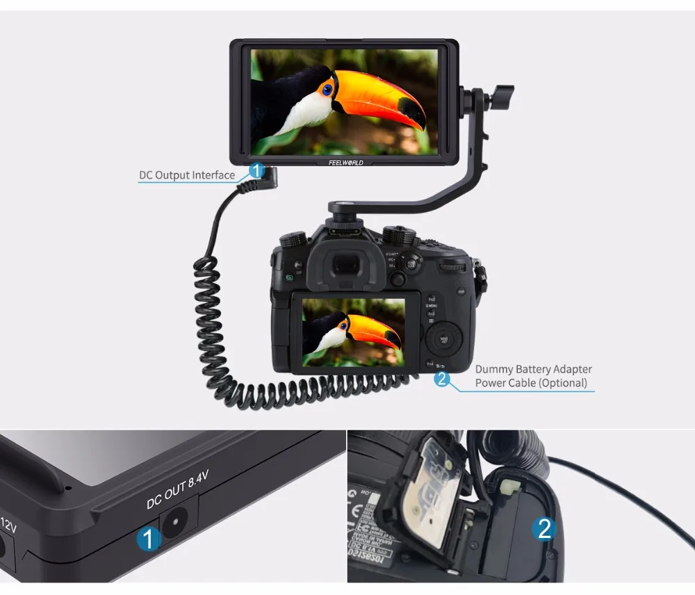 FEELWORLD F5 " на камере DSLR полевой монитор 4 K HDMI ips Full HD 1920x1080 фокусировка Assist DC вход выход включает наклон руки