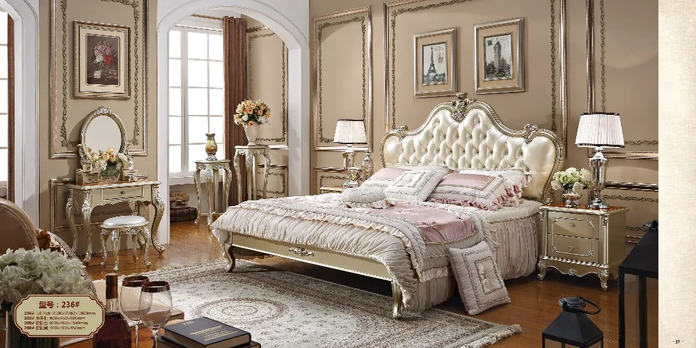 Soild деревянный модный дизайнерский набор мебели для спальни королевского