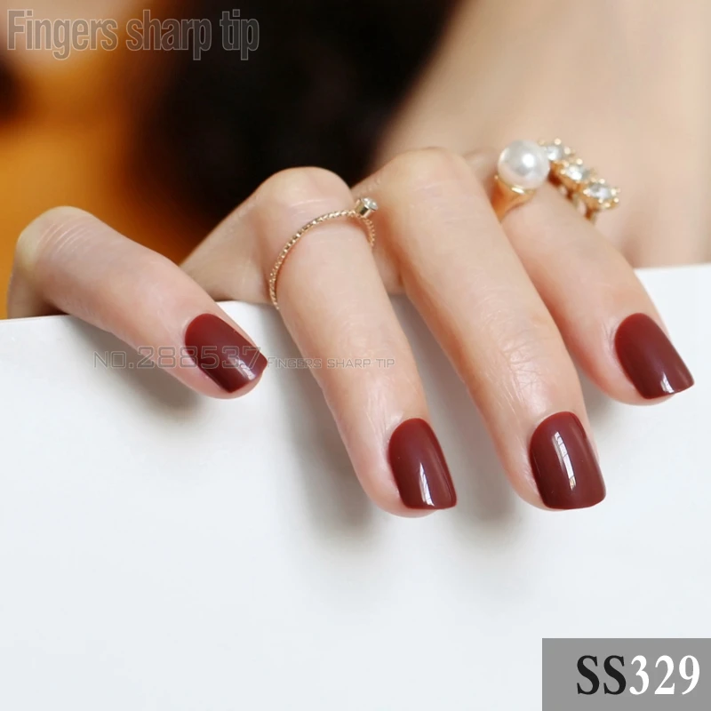 Новинка 2017 24 шт. накладные ногти винные шоколадные коричневые конфетные короткие