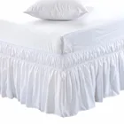 Накидка вокруг кровати, эластичная оборка кровати, легко снимается, устойчивая к выцветанию, однотонные юбки для кровати, качественная ткань для отелей
