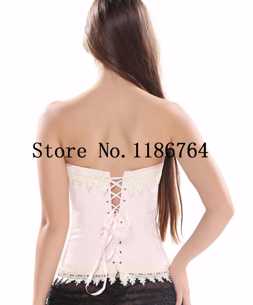 Розовый корсет со шнуровкой и косточками Карнавальная парча дышащий Коричный