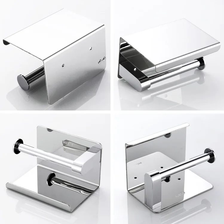 Stainless Steel Black Kitchen Paper Towel Holder with Phone Shelf Roll Holder Wall Hanging Bathroom Accessories Free Shipping