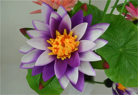 purple Искусственный цветок лотоса кувшинки 120 см/47,24 дюйма Длина 6 шт. ткань кувшинки для дома витрина рождественские вечерние украшения - Цвет: purple