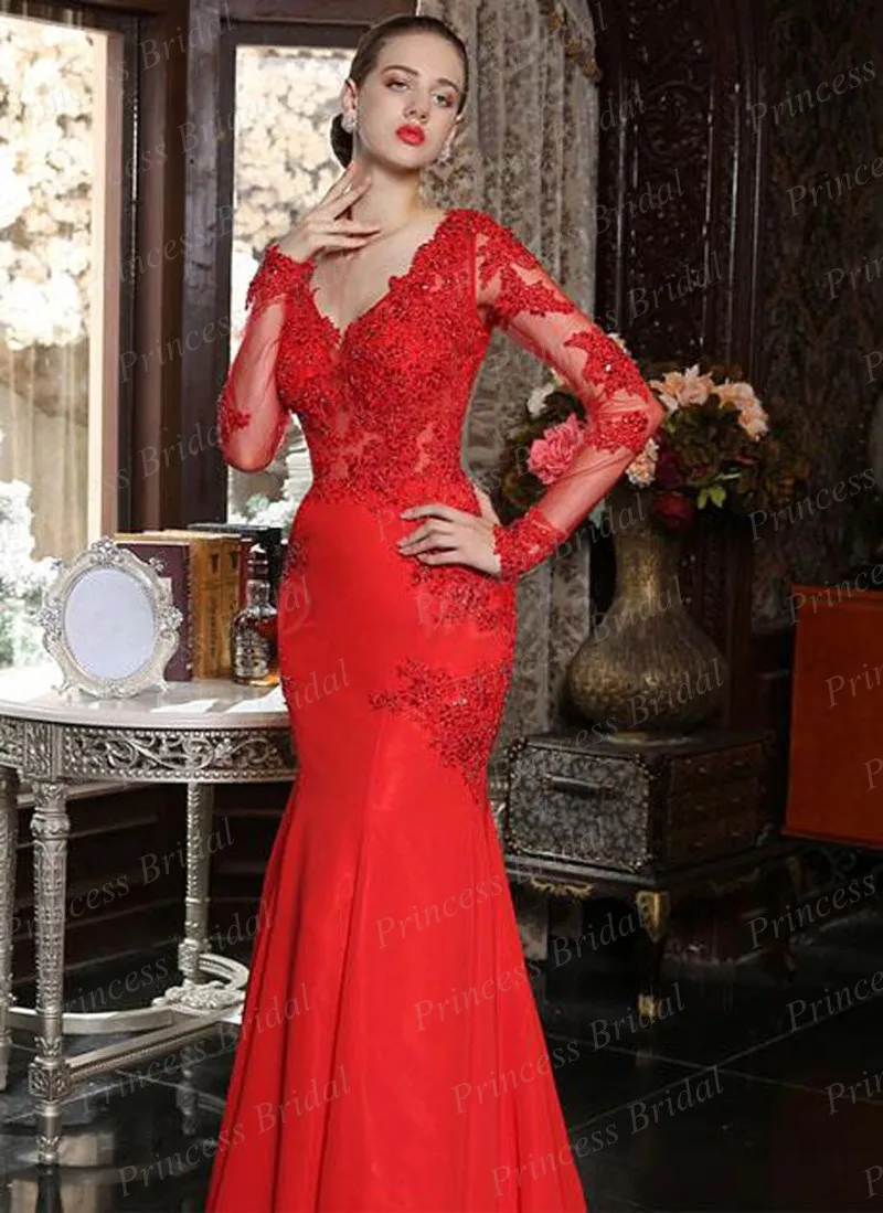 Реальные Фото Вечернее Платье Русалка V Шеи Бисером Этаж Длина Шифон С Длинным