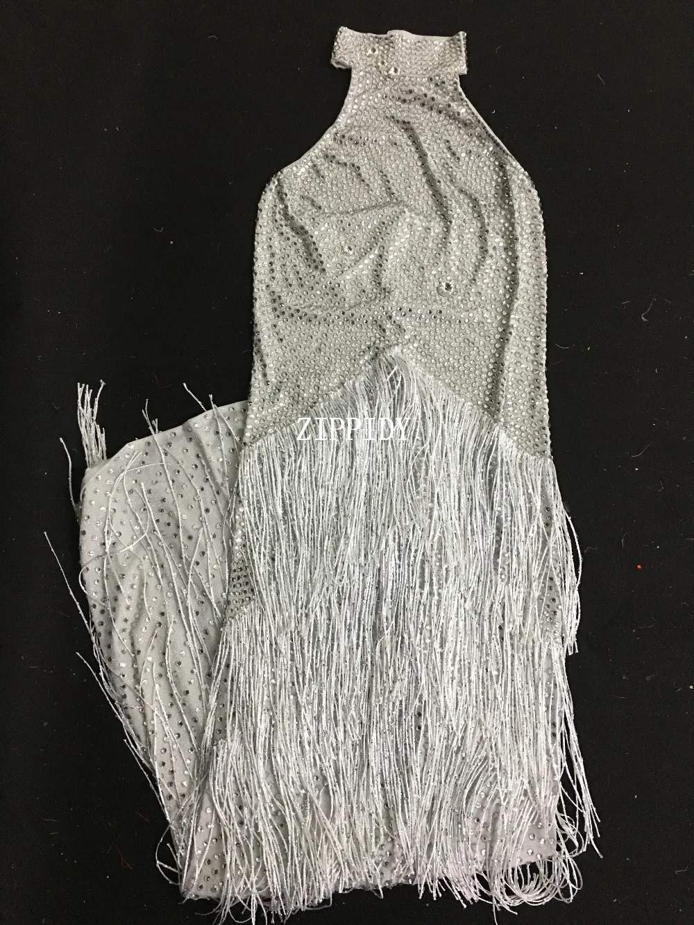 Яркие стразы, растягивающееся длинное платье для ночного клуба, бара, певицы, танцев, празднуют белое платье с бахромой, костюм для выпускного, женское платье для дня рождения