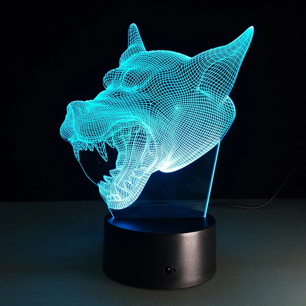 Животных Волк 3D светодиодный Night lights 7 свет Цвета настольные лампы для вечерние детей Спальня лампы, детские игрушки Рождественский подарок