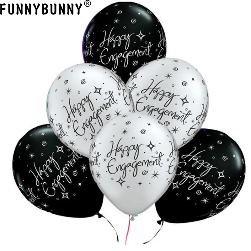 FUNNYBUNNY 10 шт 13 дюймов счастливые помолвки элегантные блестящие черные и серебряные