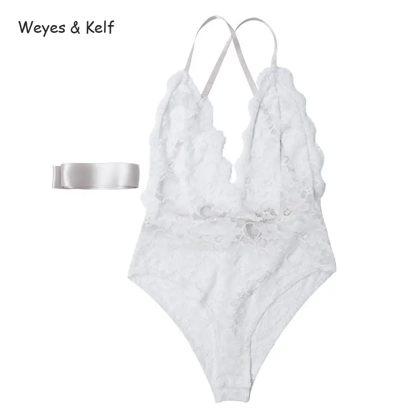 Weyes& Kelf, Сексуальное Женское боди с глубоким v-образным вырезом,, летнее Кружевное боди, Женское боди без рукавов