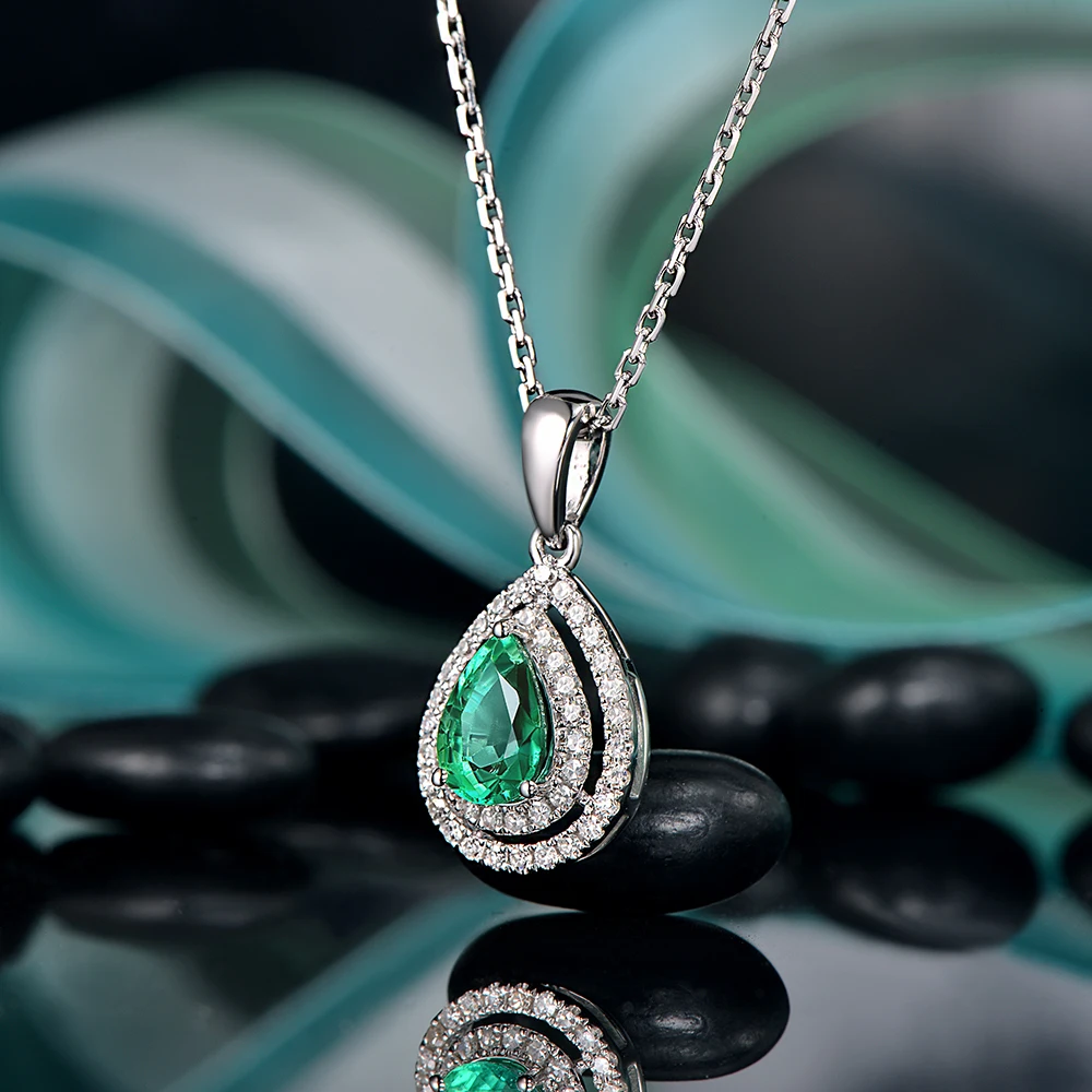 Caimao ювелирные изделия 14 к белое золото 0.81ct натуральный изумруд и 0.24ct алмазный кулон