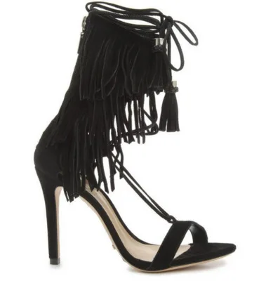 Мода Новые Замшевые Сандалии Женщин 2017 Узелок Fringe Гладиатор сандалии Женская