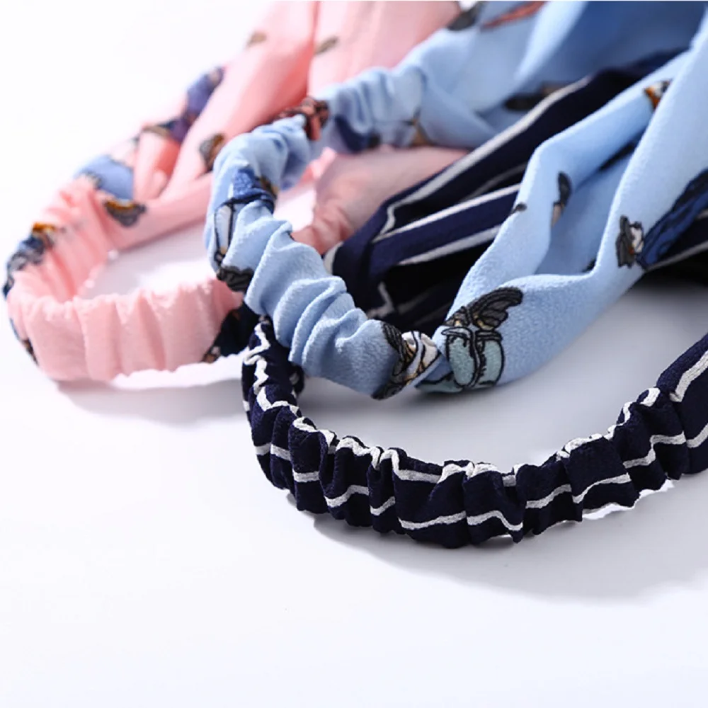 Повязка на голову женская с узелком эластичная полосатая повязка цветочным