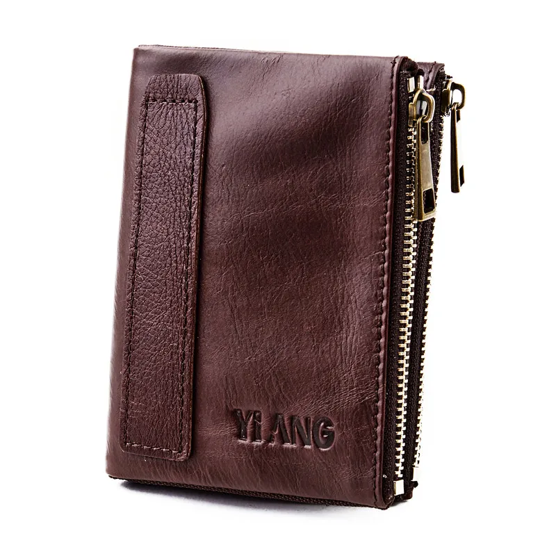 Масло воск Воловья кожа мужской короткий кошелек ID & Кредитная карта держатель