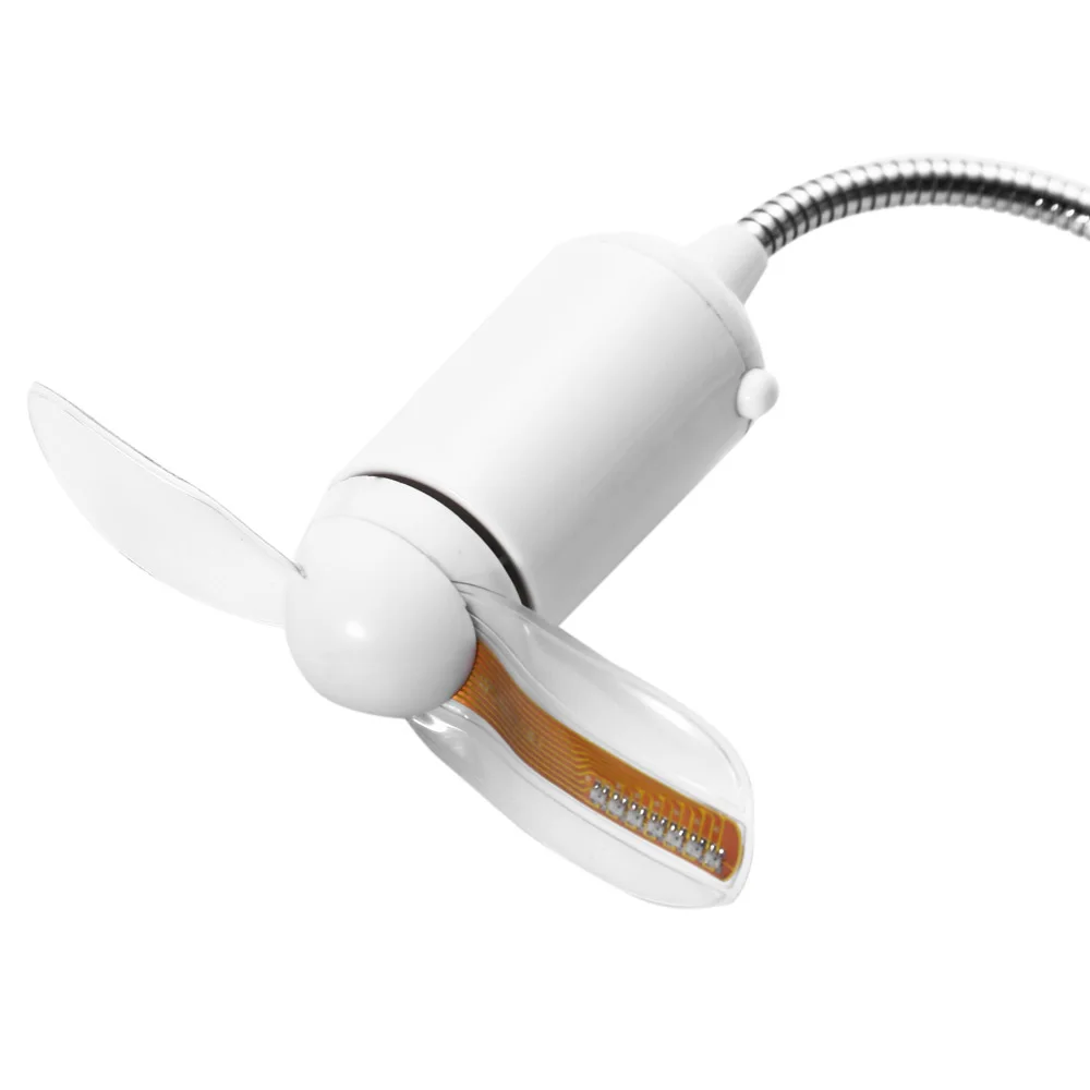 Цветной гибкий шейный USB вентилятор с 2 лезвиями/светодиодный настольный для