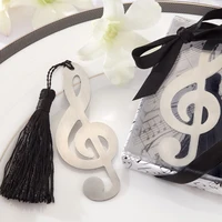 100pcs/lot Musical Notes Bookmark with Tassels Creative Metal Book Holder Wedding Baby Shower Party Favors Gifts free shipping