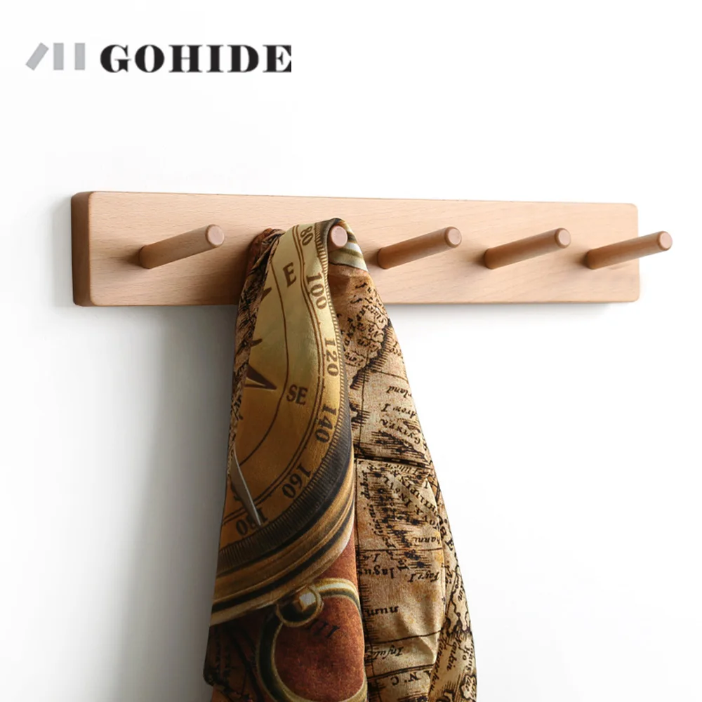 JUHD 5 в 1 настенное деревянное пальто крючок для одежды из цельного дерева Вешалки