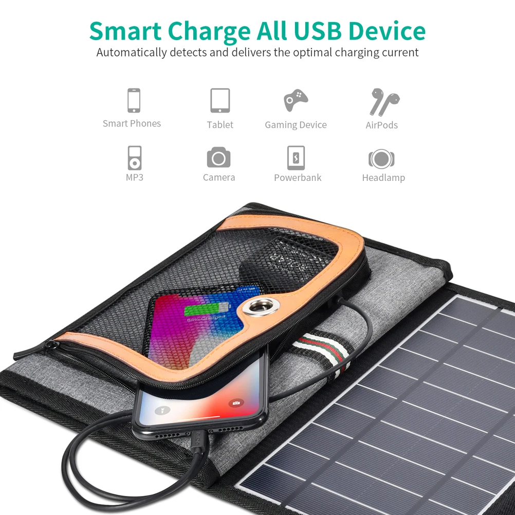CHOETECH Панели солнечные 5 V/2.4A 22W USB Выход устройств Портативный Водонепроницаемый Панели солнечные s для iPhone X/XS/8/7/6s/плюс телефон Батарея
