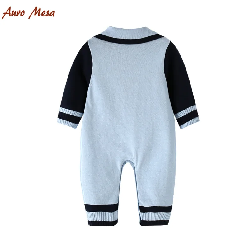 2018 весенний вязаный комбинезон для мальчиков 100% хлопок синий джемпер с длинными