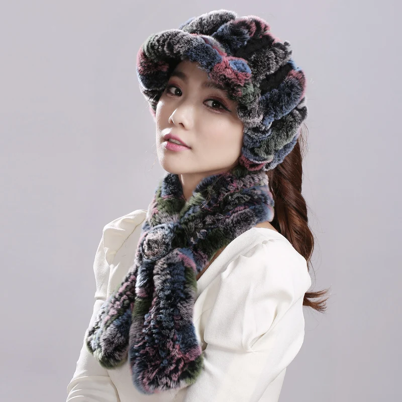 Sheernuo меховая шапка из меха Бобра и кроличьего комплект шарфов женская зимняя