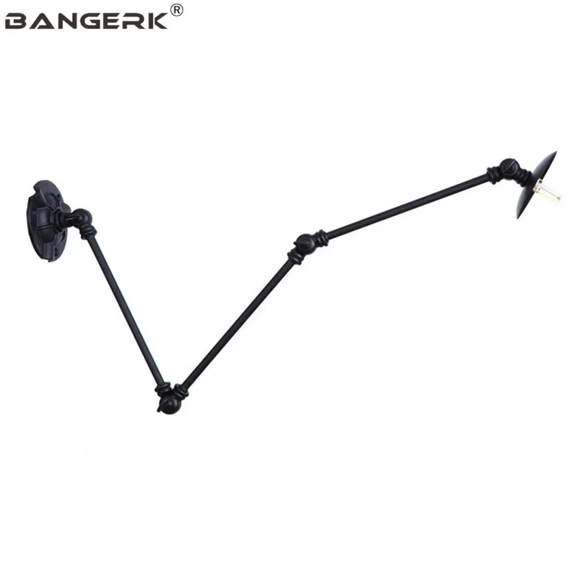 

Vintage Industrial Telescopic Folding LED Wall Lamp Loft Three Links Long Arm Sconce Wall Lights Iron Black Indoor Lighting