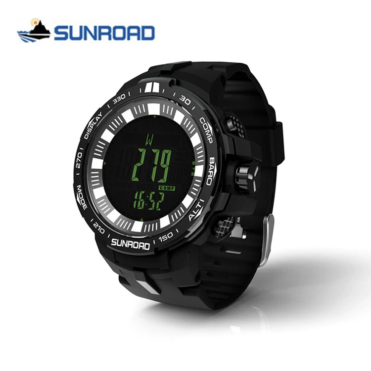 SUNROAD мужские часы лучший бренд класса люкс спортивные часы цифровой альтиметр барометр компас термометр шагомер часы Reloj Hombre - Цвет: Черный
