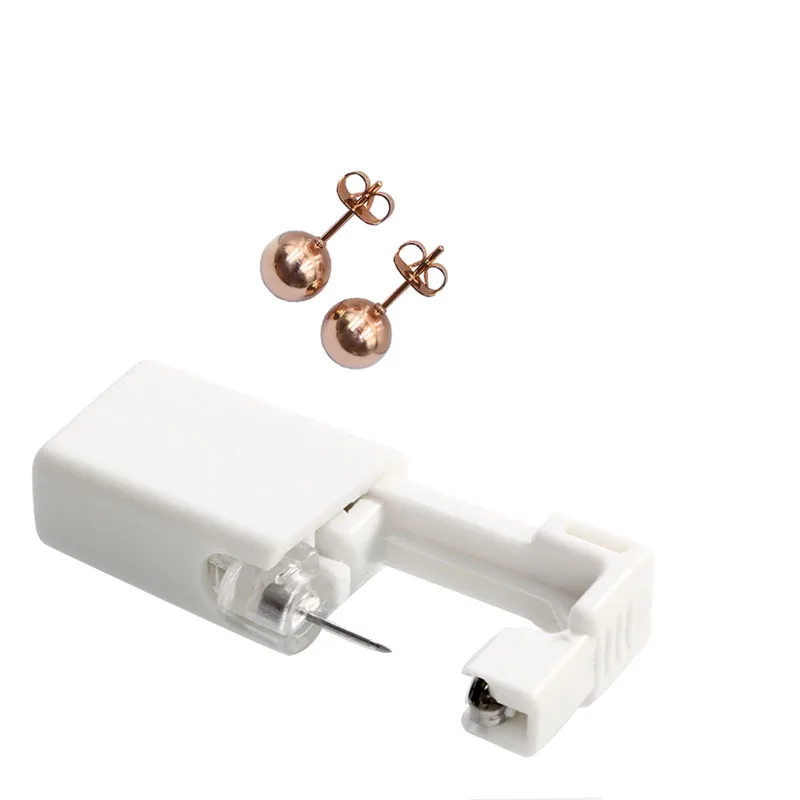 Rose Gold 1 единица(3 шт.) хряща трагус Спираль пирсинг пистолет набор инструментов встроенный в стали серьги-гвоздики звезда мяч стерильный ушной пирсинг - Окраска металла: Rose Gold