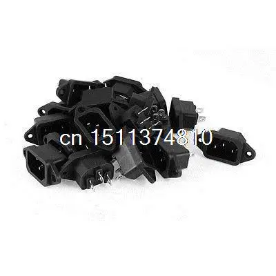 

20 x черный пластиковый корпус IEC 320 C14 3Pin винтовое крепление розетка на входе переменного тока 250В