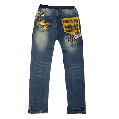 Новые модные джинсы для мальчиков с буквенным принтом весна-осень 2018 хорошее