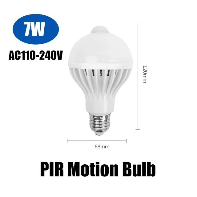 7W E27 Motion Sensor Движения PIR Светодиодная лампа с датчиком E27 лампа 5 Вт 7 Вт 9 Вт 110 В 220 В СВЕТОДИОДНЫЙ Свет Индукционная лампа лестница Прихожая ночник лампы для коридора - Испускаемый цвет: 7W E27 Motion Sensor