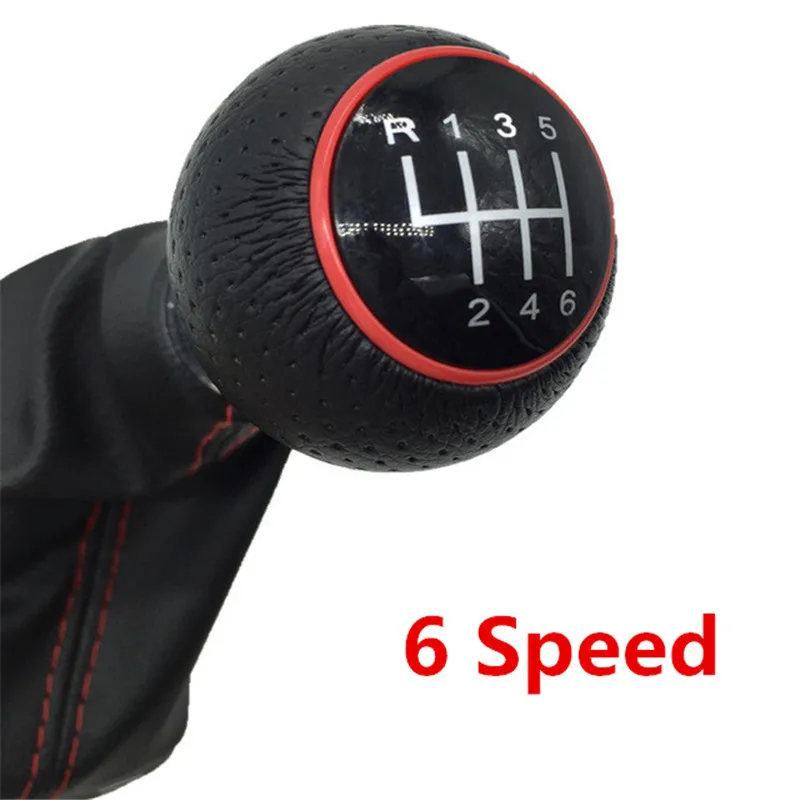 6 Speed 12 мм ручная коробка передач с 5/6 Скорость красный Кепки ручка переключения рулевого механизма автомобиля Гетры Загрузки Крышка для Audi A3 S3 1996 1997 1998 1999 2000 2001 2002 2003 - Название цвета: 6 Speed