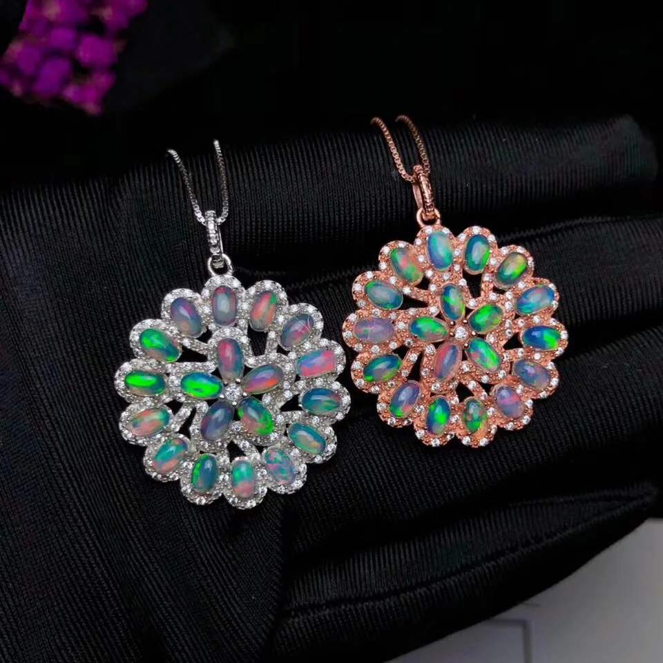 Натуральное опаловое ожерелье австралийский Сапфир многоцветный серебро 925