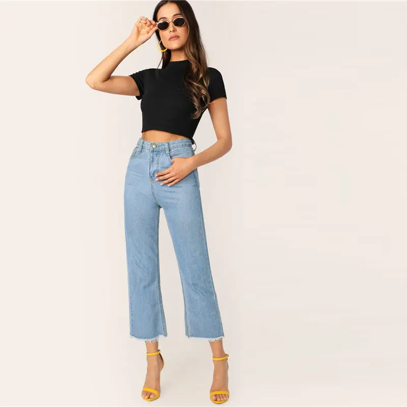 SHEIN Короткий Топ С Перекрещенной Спинкой Женский Летний Черный Топ С Коротким Рукавом