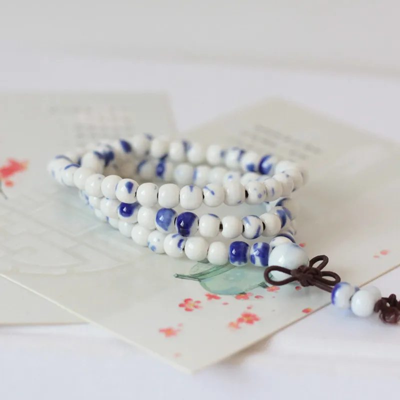 Женский браслет в китайском стиле голубой и белый цвет|bracelets for|strand braceletsbead bracelet |