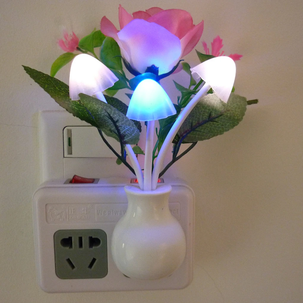 

US Plus Wall Lamp Mushroom LED Night Light Inductive Plug in Electric Lamp