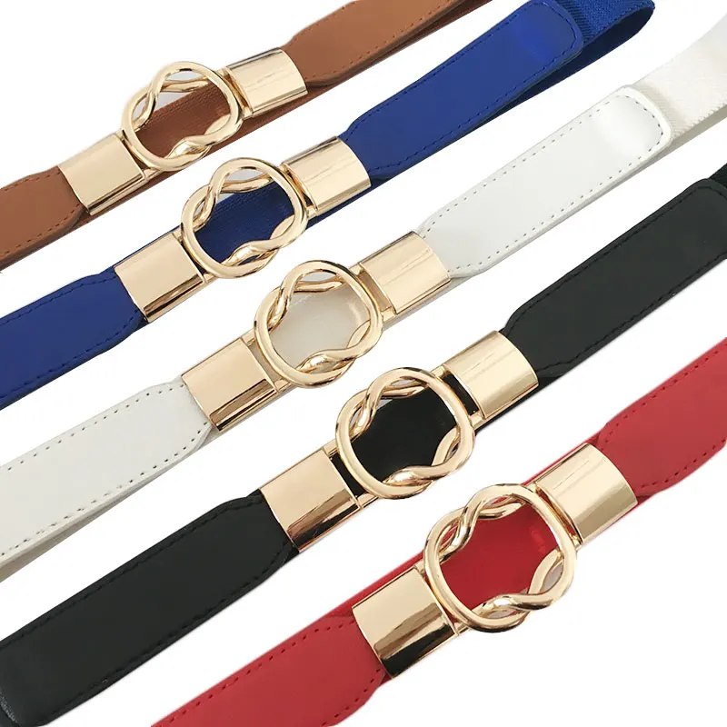 Эластичные ремни Женский трикотажный эластичный пояс для платьев металлический