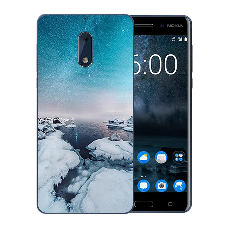 Чехол для телефона Nokia 6 из мягкого ТПУ силикона тонкий с узором ночного неба