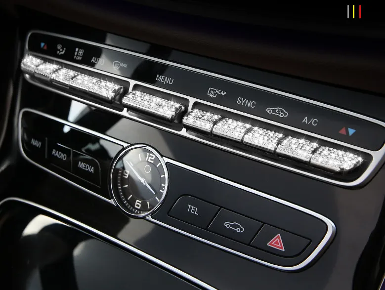 Наклейка на кнопку центральной консоли для Mercedes Benz- E-class W213/- c-класс W205 - Название цвета: Серебристый