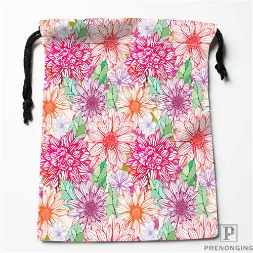 Пользовательские печати цветок-обратно (1) Drawstring хозяйственные сумки дорожный