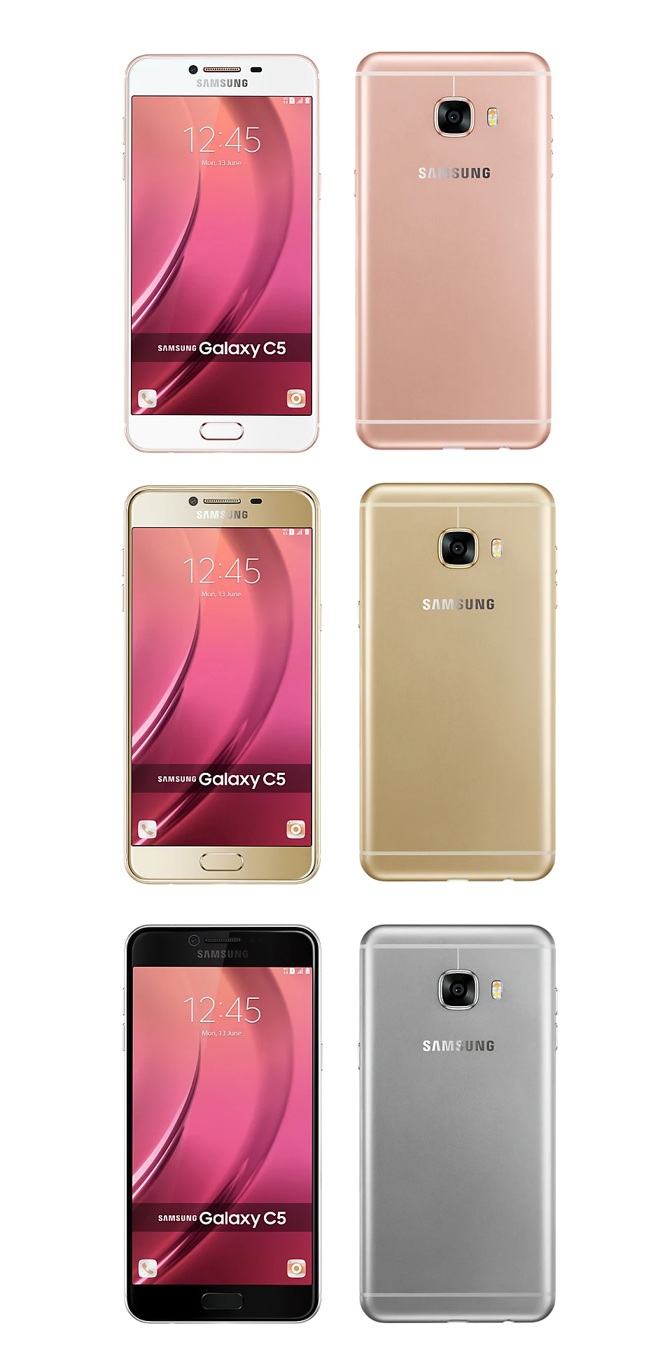Смартфон samsung Galaxy C5 C5000 4G LTE Super AMOLED 5,2 дюймов, Восьмиядерный процессор Snapdragon 617, камера 16 МП, сотовый телефон