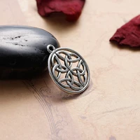 doreenbeads zinc based alloy charms round silver color celtic knot carved 28mm1 18 x 25mm1 10 pcs