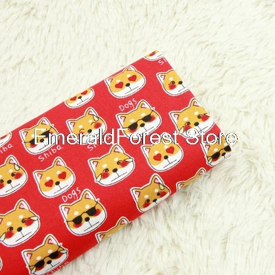 Толстая хлопковая ткань высокого качества с принтом животных Шиба-ину ручная