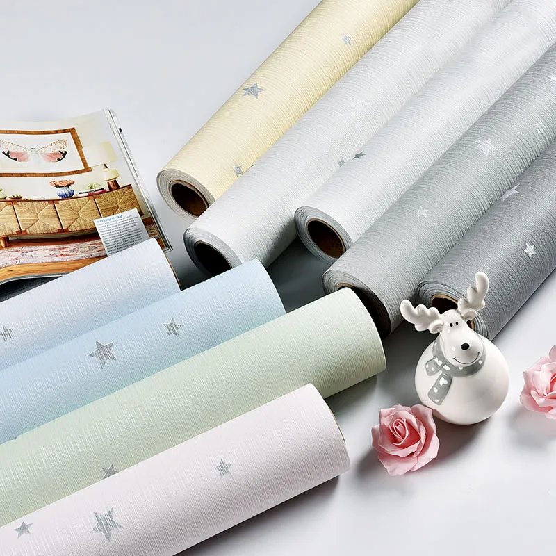 

Solid Color Stars Texture Modern Vinyl Waterproof Wall Paper Roll Wallpaper For Living Room Bedroom Wall Decor Papel De Parede