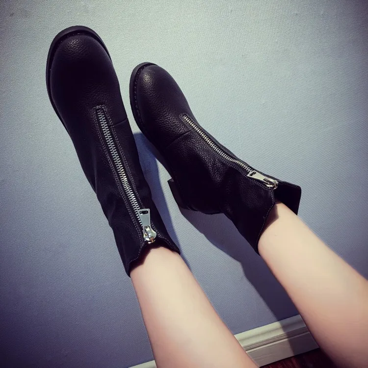 Botas mujer коллекция 2018 года женские теплые плюшевые ботильоны с круглым носком