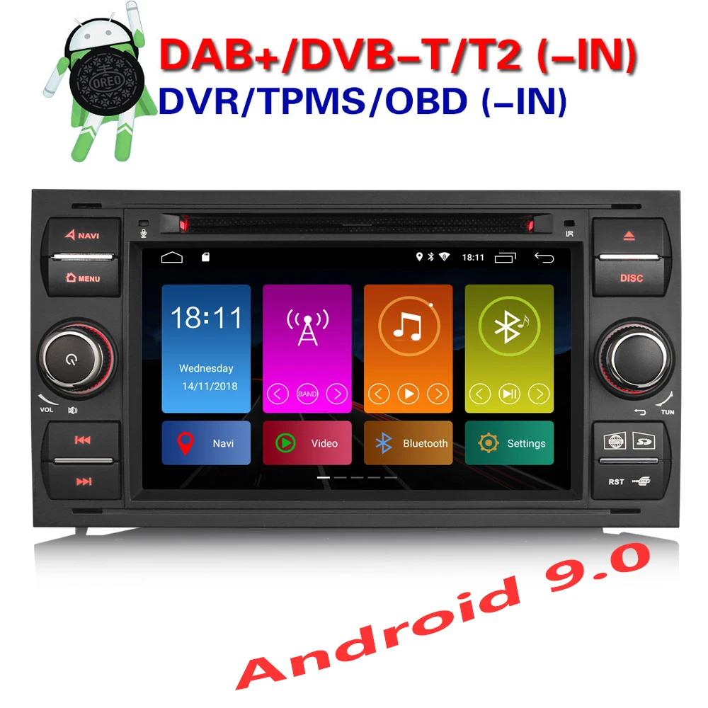 Erisin ES2931FB 7 &quotавтомобильный мультимедийный плеер Авто Радио Android 9 0 DAB + DVR OBD GPS для