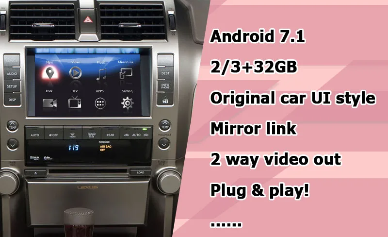 Android/carplay интерфейсная коробка для Lexus GX460 GX 2013- видео интерфейсная коробка с GVIF youtube waze yandex по lsailt