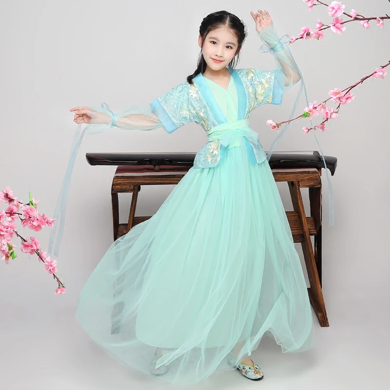 

Children Ancient Fairy Tang Dynasty Hanfu Dress for Girls Traditional Chinese Dance Costumes Classical Folk Suit Stage Wear