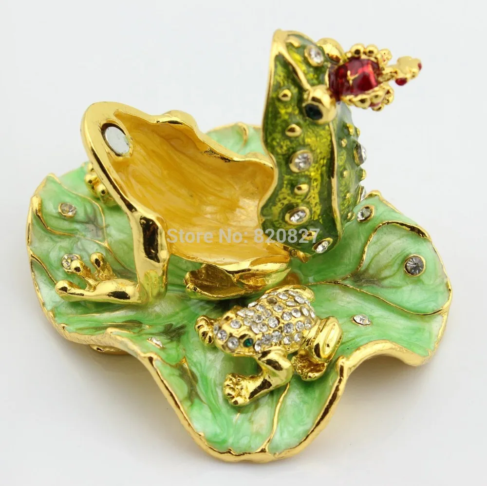 Legendary Bachelorette Frog Prince Crystals Toad King Crown Jewelry Box Lily Pad (6.8*4.8*3.5 CM (L*W*H)) | Украшения и